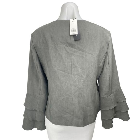 NEW Banana Republic Gray Bell Long Sleeve Zip Up Blazer Coat Jacket Size 10 - Picture 2 of 5
